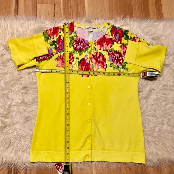 Isaac Mizrahi Watteau Rose Print Cardigan - Picture 6 of 8